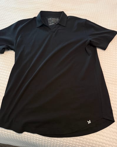 Customer photo review of Short-Sleeve V Polo: Midnight Black