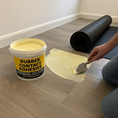 Customer photo review of Rubber Contact Adhesive for Indoor Use – Non-Staining, Ideal for Rubber Flooring & Matting, Easy-to-Trowel Paste