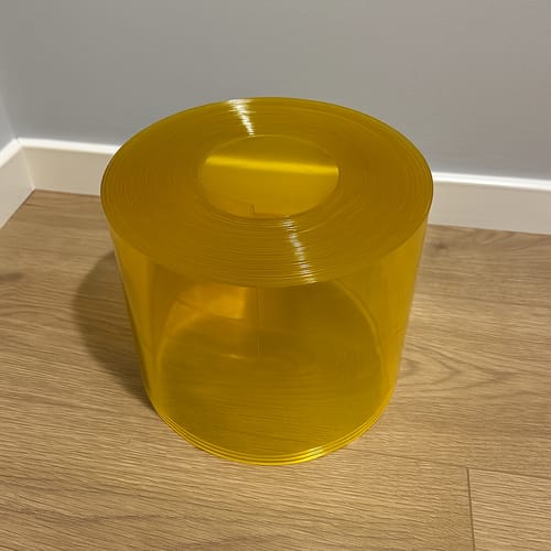 Customer photo review of Transparent Yellow PVC Strip Cut to Size – Flexible, Durable, UV-Resistant for Curtains, Partitions, and Warning Strips – 200mm x 2mm, 50m Roll