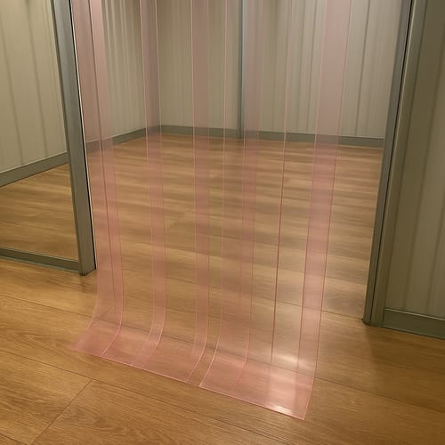 Customer photo review of Anti-Microbial PVC Strip – 200mm x 2mm – Clear with Pink Tint – Hygienic for Hospitals, Cleanrooms & Food Industry – Cut to Size