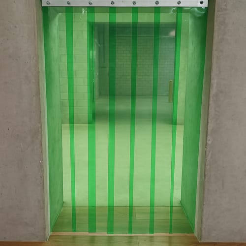 Customer photo review of Transparent Green PVC Strip 200mm x 2mm - Colourful, Flexible Curtain for Light Use, Energy-Saving & Durable - Ideal for Pedestrian & Gentle Trolley Applications