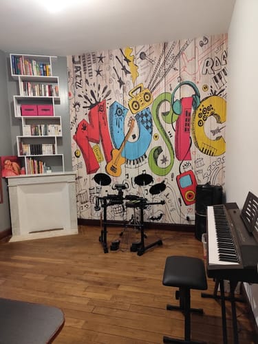 Customer photo review of Papier Peint Musique Tag Mural