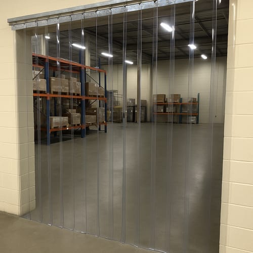 Customer photo review of Partition PVC Strip Curtains (Hook On) - Energy-Saving, Clear, Flexible Panels for Internal Space Division