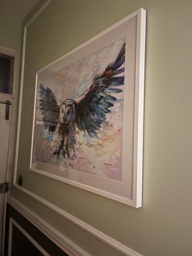 Customer photo review of Owls Whisper In The Winter Wind Framed Art Print