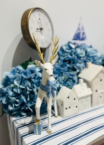 Customer photo review of Standing White Reindeer with Blue Bow (Set of 2)