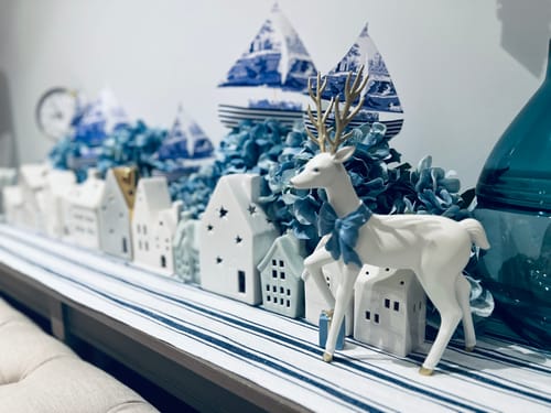 Customer photo review of Standing White Reindeer with Blue Bow (Set of 2)