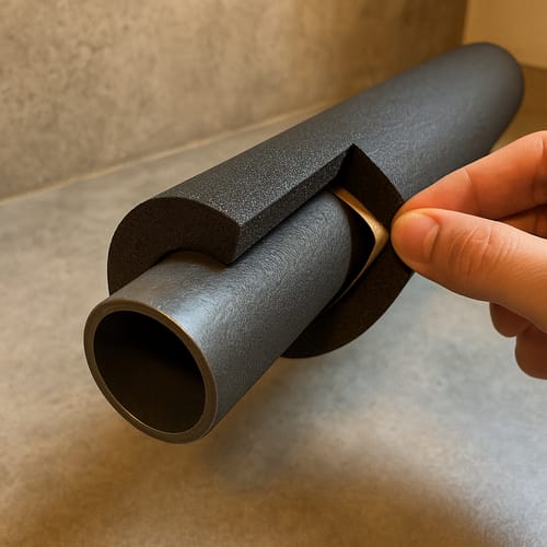 Customer photo review of Pipe Insulation Foam Self-Seal 60mm Bore 25mm Wall Black