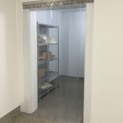 Customer photo review of Foodsafe PVC Strip Curtains (Hook-on) - Clear Polar Grade, Energy-Saving for Freezers, High Impact, Easy Access, Stainless Steel Rails Included