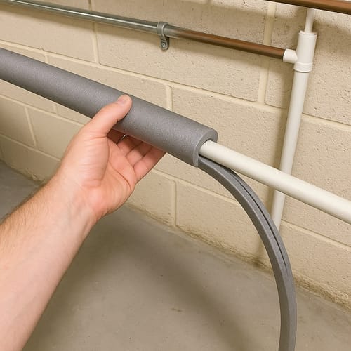 Customer photo review of Foam Pipe Insulation 1m Length Grey – Flexible Split Design