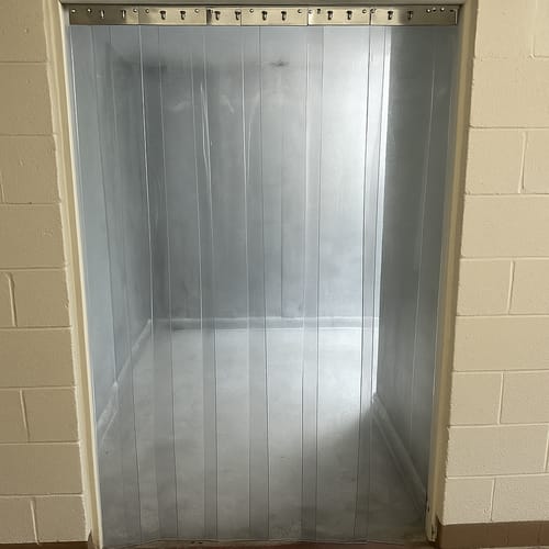 Customer photo review of Freezer PVC Strip Curtains Hook-On Energy-Saving Polargrade PVC Stainless Steel Rails Sub-Zero Temperature Dust & Pest Control Easy Installation