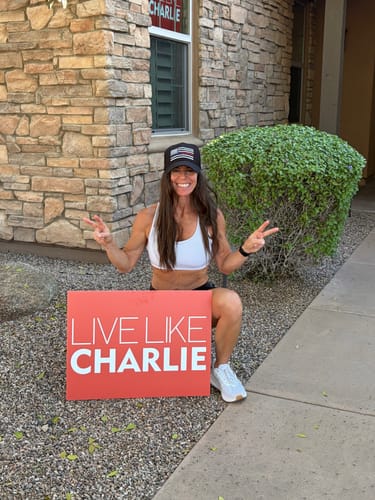Customer photo review of Live Like Charlie Red Yard Sign