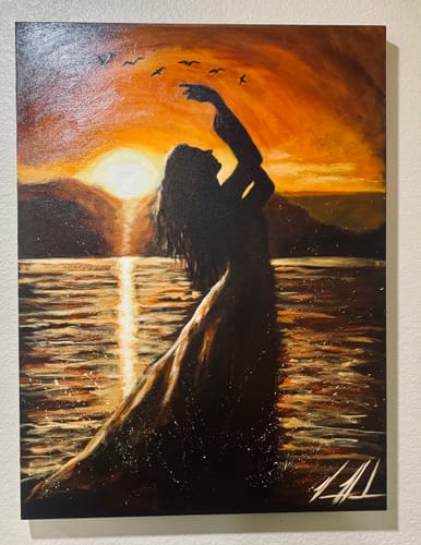 Customer photo review of Upon the Waters - 30”x40” Original Acrylic Painting - LIVE WORSHIP PAINTING