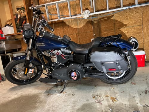 Customer photo review of 22L - Buckler Quick Mount Medium Shock Cutout Saddlebags for Harley Dyna Street Bob FXDB/I