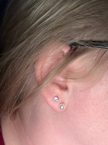 Christine H. review of Faux Pearl Studs Hypoallergenic Earrings for Sensitive Ears Made with Plastic Posts image 1 out of 1