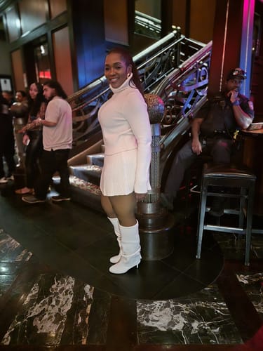 Customer photo review of Knit Ribbed Turtleneck Sweater
