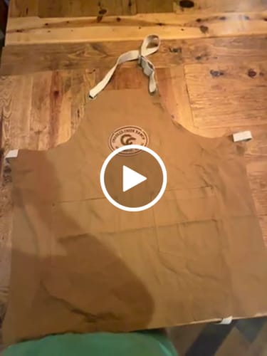 Customer video review of Custom Leather Patch Full Length Two Pocket Apron - Port Authority A815