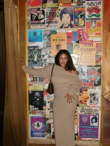 Customer photo review of Knit Off-Shoulder Sweater Maxi Dress