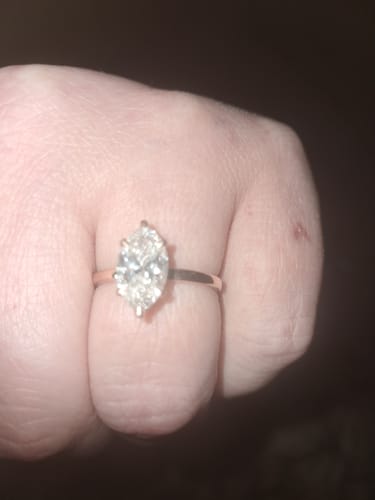 Customer photo review of Jean 2 Carat 6 Prong Marquise Cut Lab Grown Diamond Ring in 10k Rose Gold