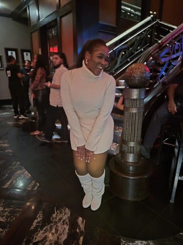 Customer photo review of Knit Ribbed Turtleneck Sweater