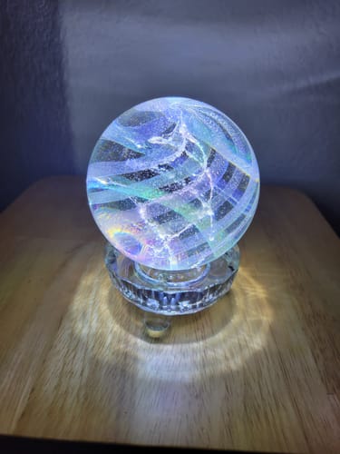 Customer photo review of Dichroic Rainbow Orb with Cremains