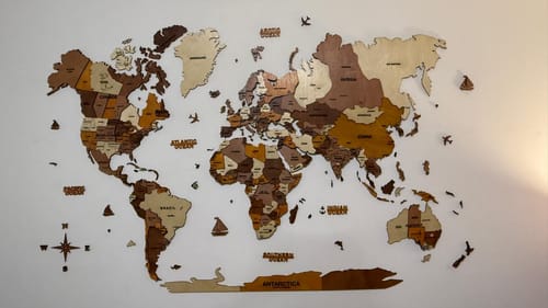 Customer photo review of 3D Wooden World Map Multicolor