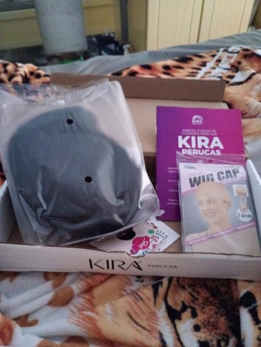 Customer photo review of Peruca Wig Humana Lunna Castanho com Luzes