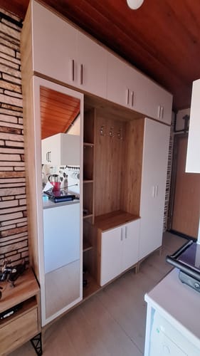 Customer photo review of Rani EA128 Portmanto Aynalı Raflı Ayakkabılık Vestiyer Sepet Ceviz - Beyaz