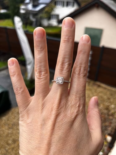 Customer photo review of Halo Cushion Cut CZ Ring in Sterling Silver