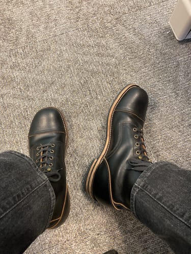 Customer photo review of Munson CapToe Logging Boot -luosjiet®boots - Black Waxed Flesh