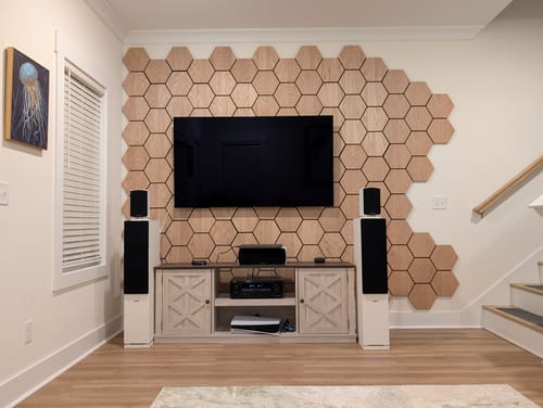 Customer photo review of Hexagon Acoustic Panel | Natural Oak 32 Inch (4 Panels per Box) | Wall Decor