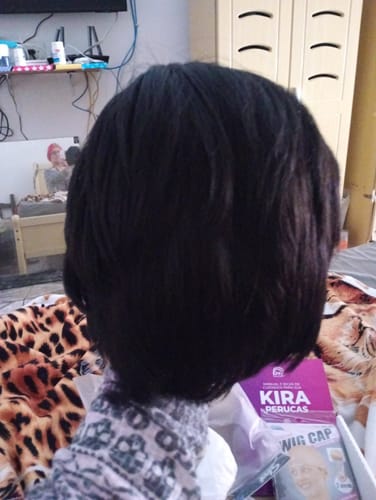 Customer photo review of Peruca Wig Humana Lunna Castanho com Luzes