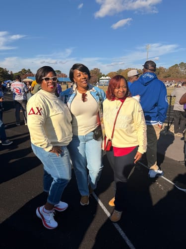 Customer photo review of Delta Chi Cream on Cream DST Sweaters