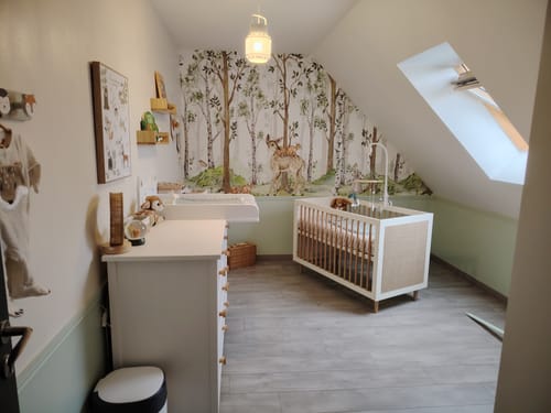 Customer photo review of Papier Peint Animaux Cerf Bois Vert