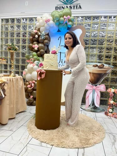 Customer photo review of Elektra V Neck Pearl Sequin Jumpsuit - Cream