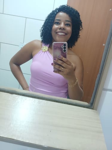 Customer photo review of Wig Nimiane Castanho Luzes Cacheada