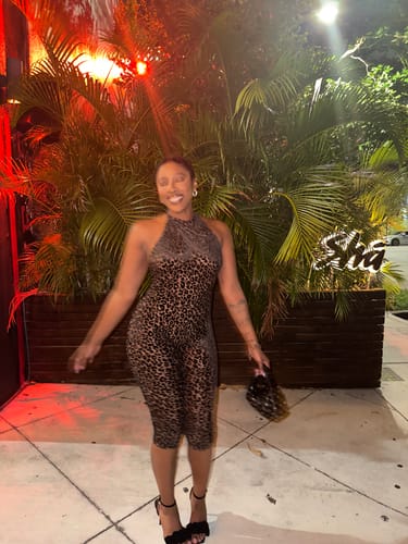 Customer photo review of Burnout Halter Capri Jumpsuit