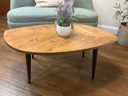 Customer photo review of Leaf Shaped Coffee Table- Solid Wood Modern Coffee Table