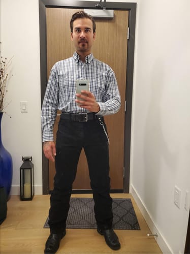 Customer photo review of The Man Belt – 1¾″ Heavy-Duty Leather Work Belt (Black)