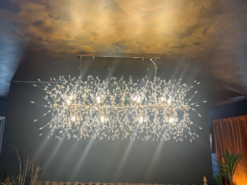 Customer photo review of Modern 12-Light Crystal Linear Chandelier
