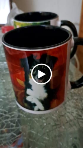 Kundenbewertung mit Video zu Personalized mug with photo and text - Food safe - Photo mug, advertising mug or company mug with logo - Gifts for women & men - Color: Schwarz & Weiß