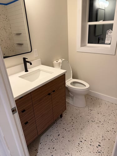 Customer photo review of Austin 36" American Black Walnut Bathroom Vanity, Right Sink