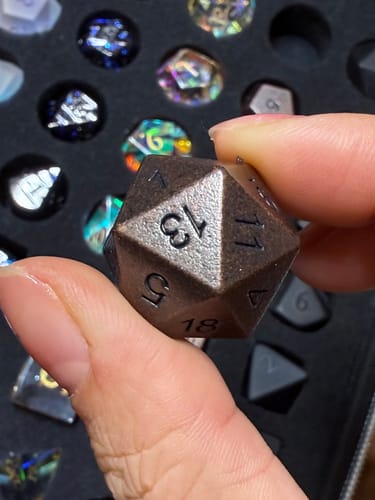 Customer photo review of Copper Ore - 7 Piece DnD Dice Set | Metal RPG Gaming Dice