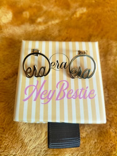 Customer photo review of Gold Era Logo Studs