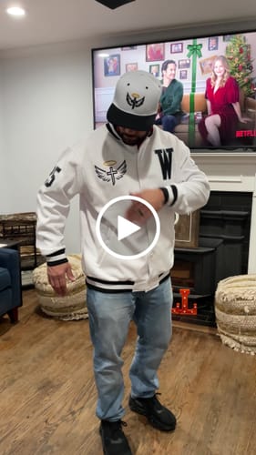 Customer video review of Custom White Full-Snap Varsity Personalized Letterman Baseball Coats Jacket