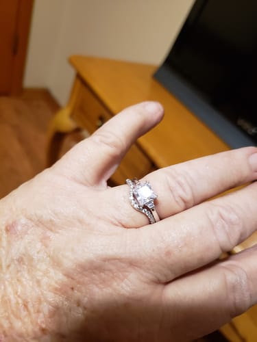 Customer photo review of 3-Stone 2ct Princess CZ Ring in Sterling Silver