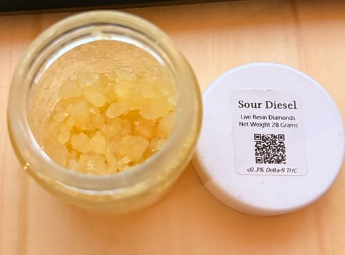 Customer photo review of Sour Diesel | Live Resin Diamonds