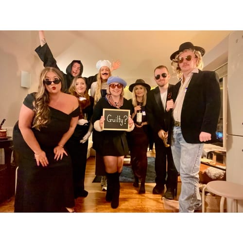 Customer photo review of A Wine Tasting Themed Murder Mystery Game Kit