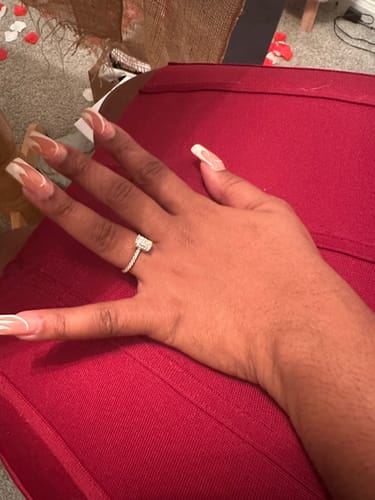 Customer photo review of Casey 1.5 Carat Radiant Cut Hidden Halo Pave Lab Grown Diamond Ring in 925 Sterling Silver