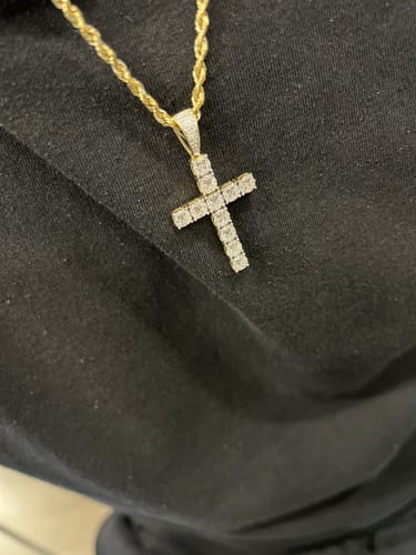 Customer photo review of 10K YELLOW GOLD 1 CARAT 1.75 INCHES REAL DIAMOND MEN CROSS PENDANT CHARM CROSS