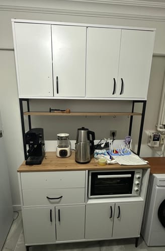 Customer photo review of Rani JE209 Çok Amaçlı Dolap 8 Kapaklı 2 Çekmeceli Raflı Kiler Mutfak Dolabı Beyaz - Sepet Ceviz